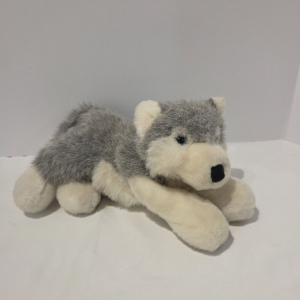 Husky Wolf Gray White Dog Plush Stuffed Animal 12" Beanie Beans Pellets